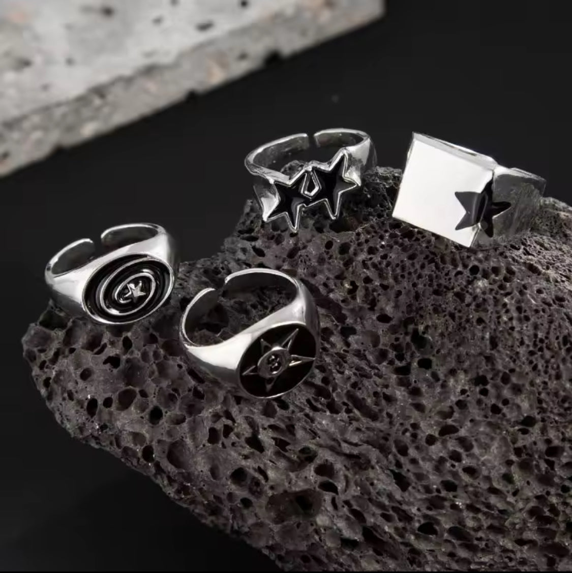 4pc silver ring set