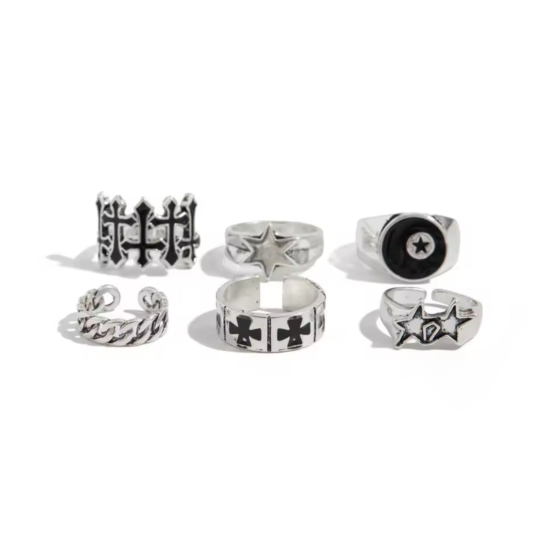 4pc silver ring set