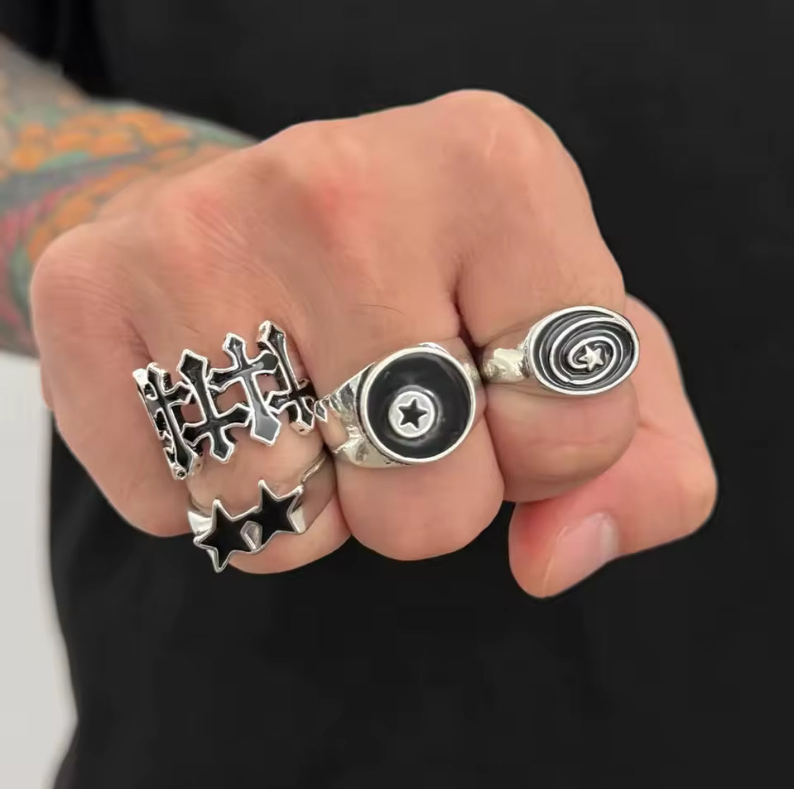 4pc silver ring set