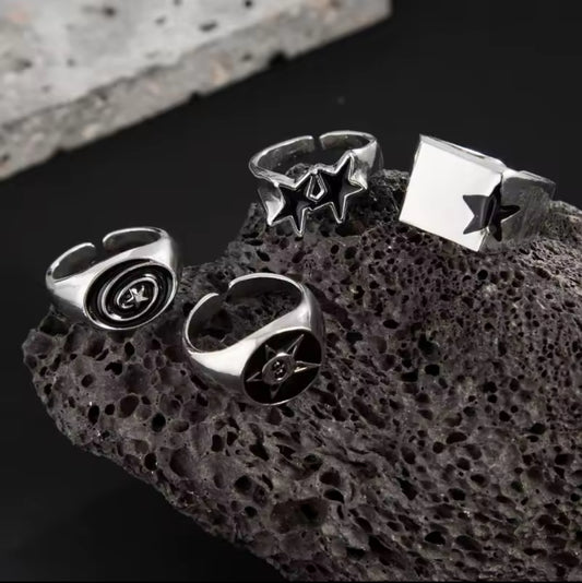 4pc silver ring set