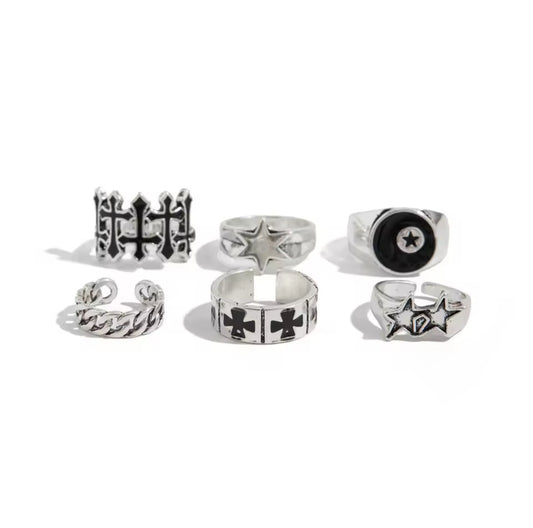 4pc silver ring set
