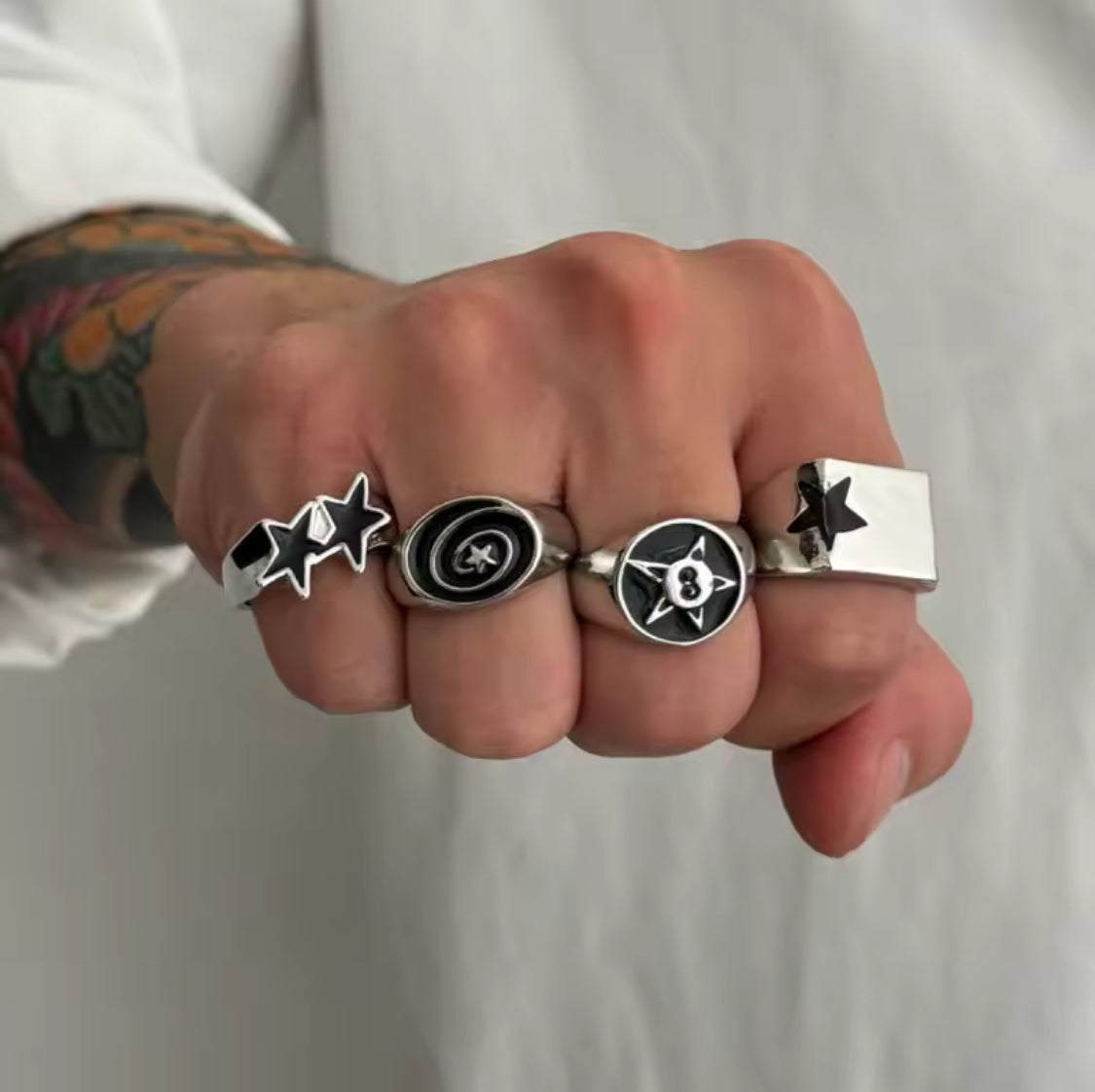 4pc silver ring set