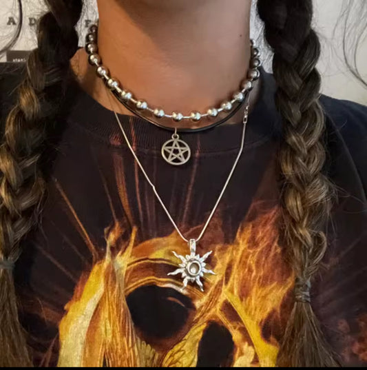 Silver ball necklace